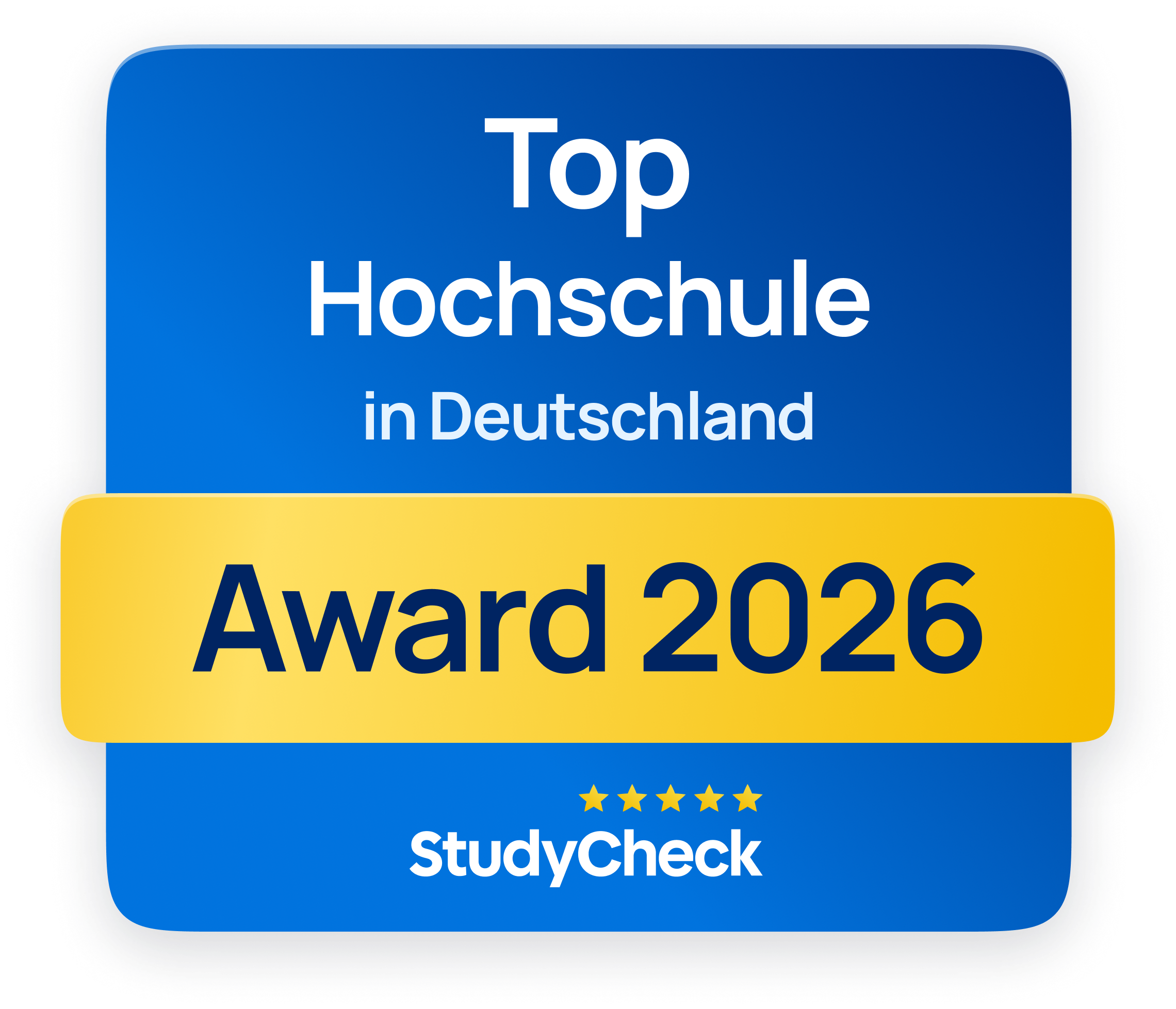 StudyCheck-Siegel für 2026 als eine der Top-Hochschulen Deutschlands