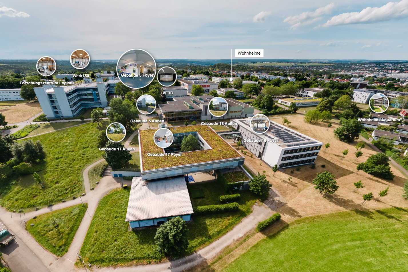 Der Campus der ESB Business School in einer 360°Ansicht