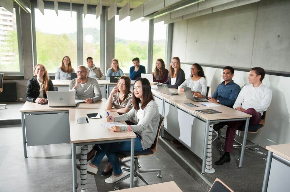 Students at the ESB Business School during a lecture room.