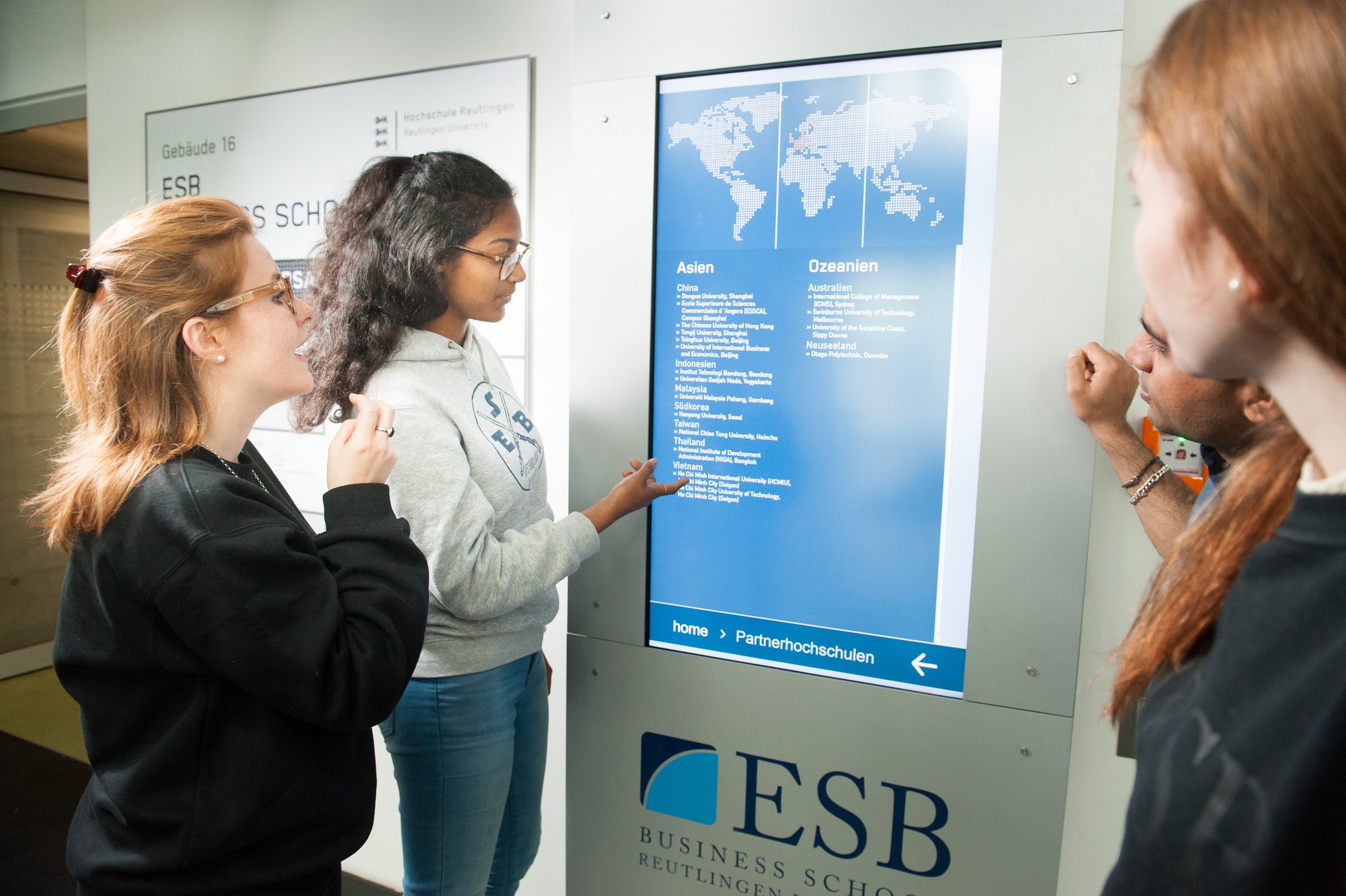 ESB Business School students chatting in the hallway