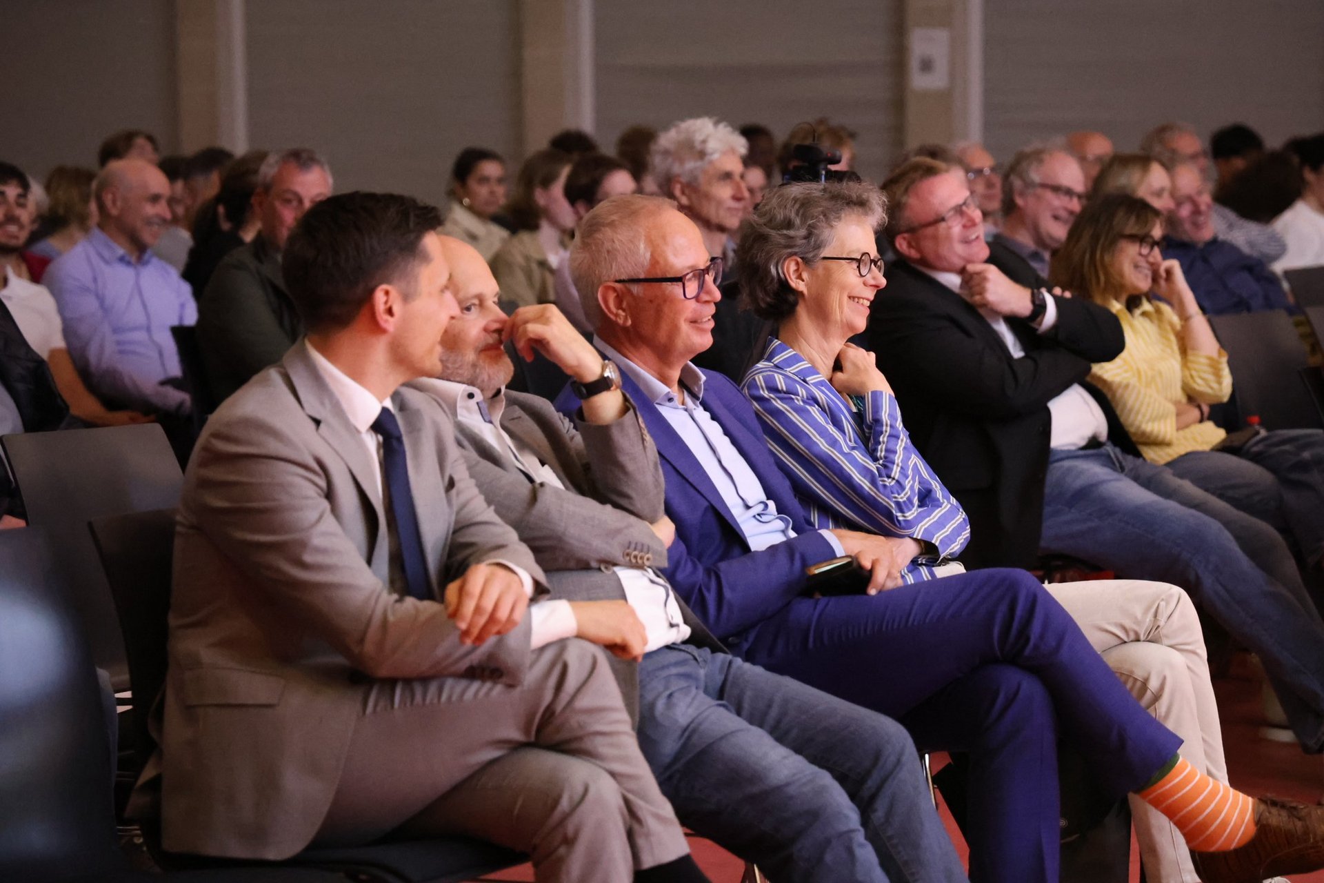Sabine Löbbe, president of Reutlingen University (4th from left), follows the ESB Economic Forum 2026