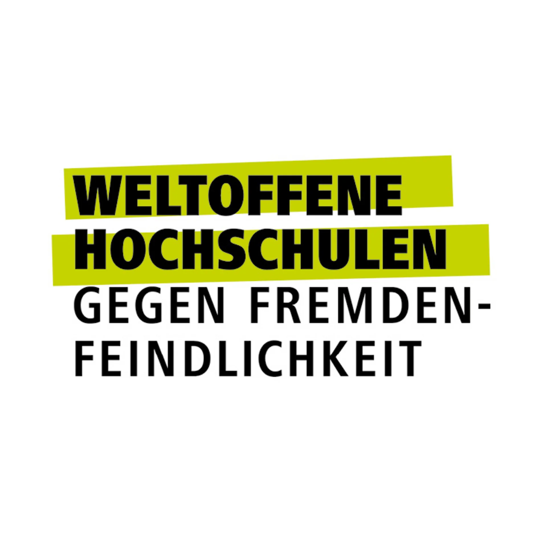 Textlogo: "Weltoffene Hochschule gegen Fremdenfeindlichkeit"
