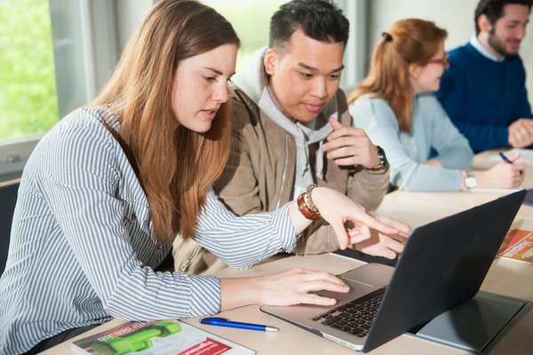 ESB Business School students working on a task  in a lecture 