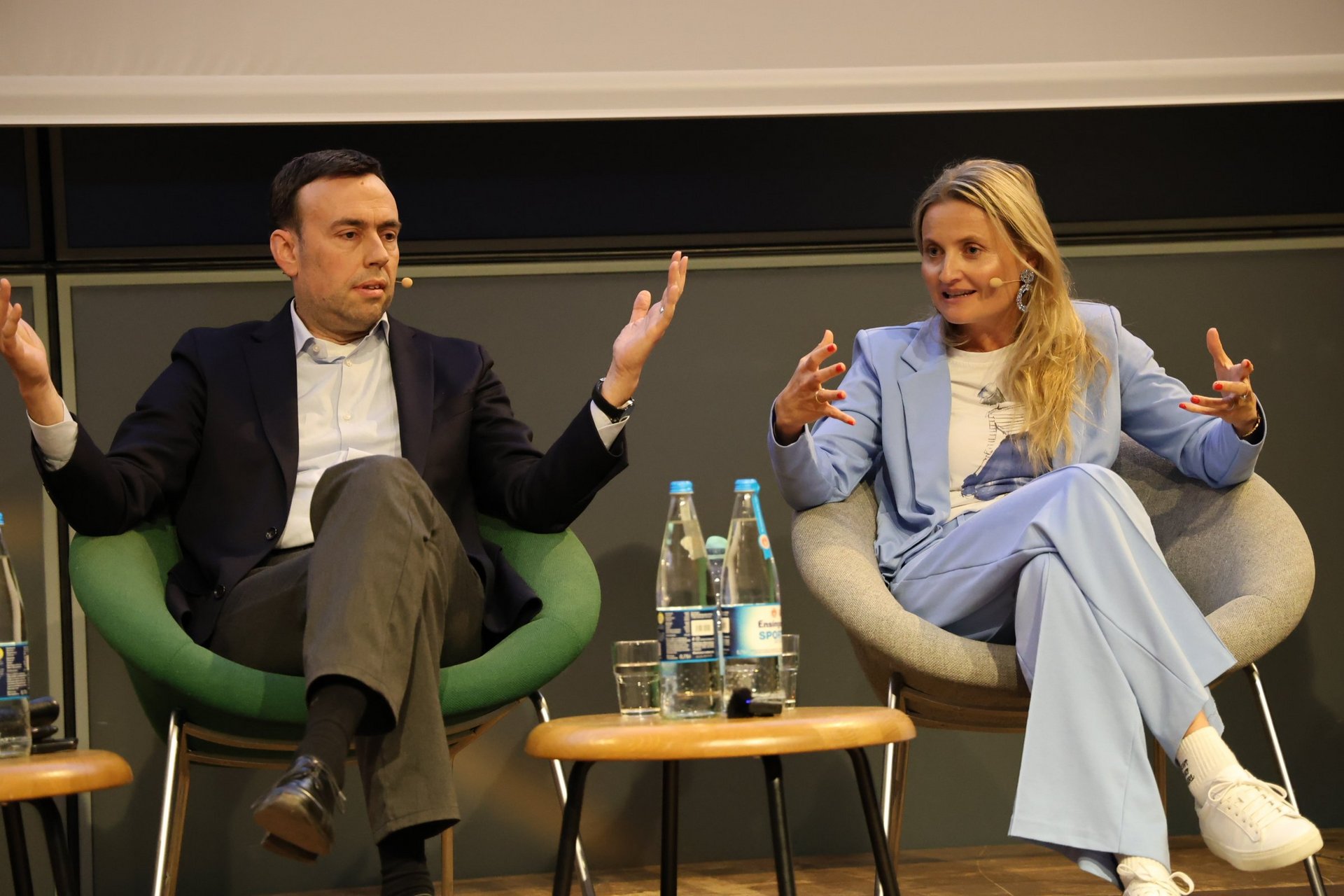 Isabel Grupp-Kofler and Nils Schmid discussing at the ESB Economic Forum 2026