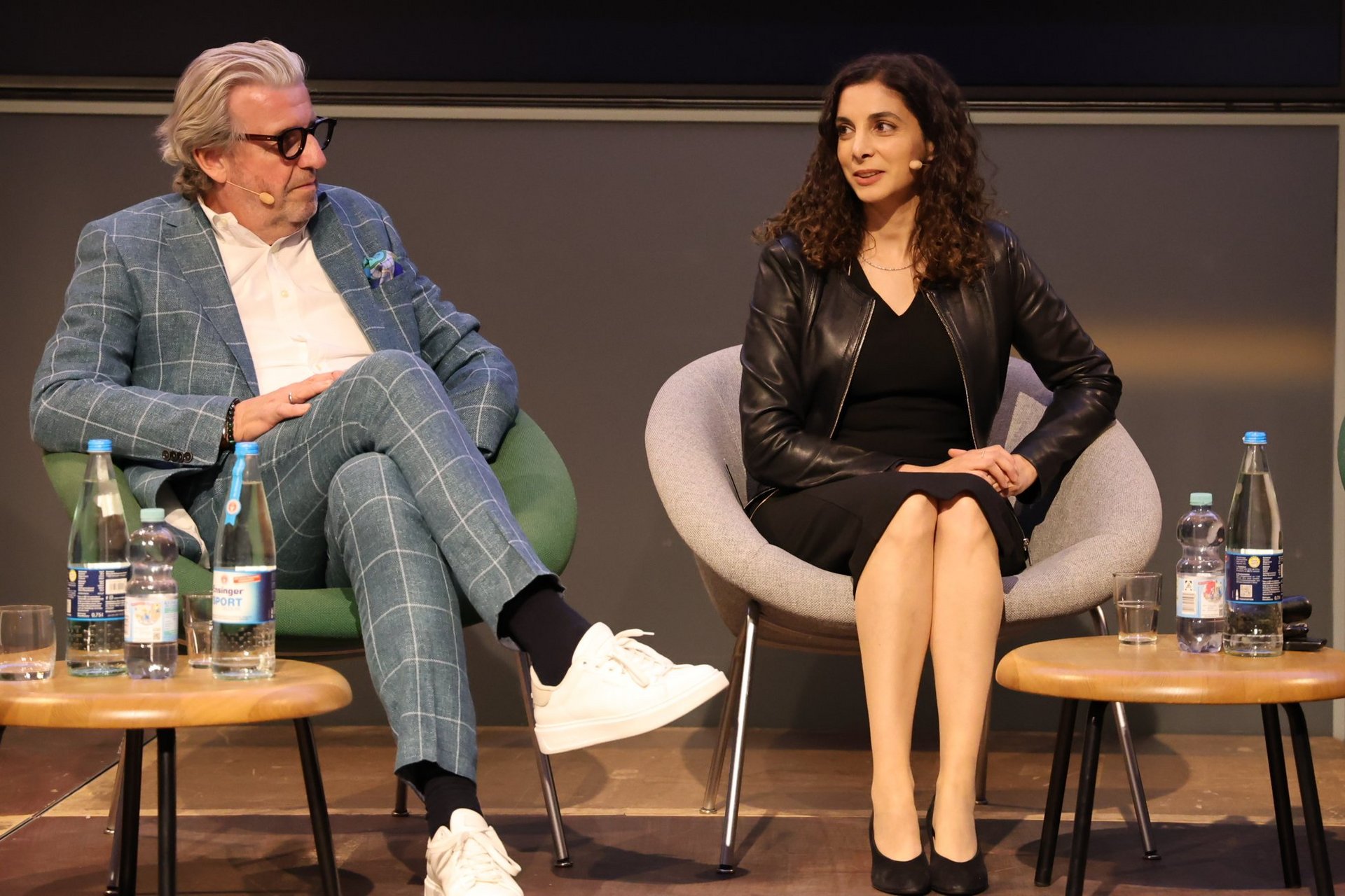 Stefan Wolf (left) and Jessica Tatti (right) at the ESB Economic Forum