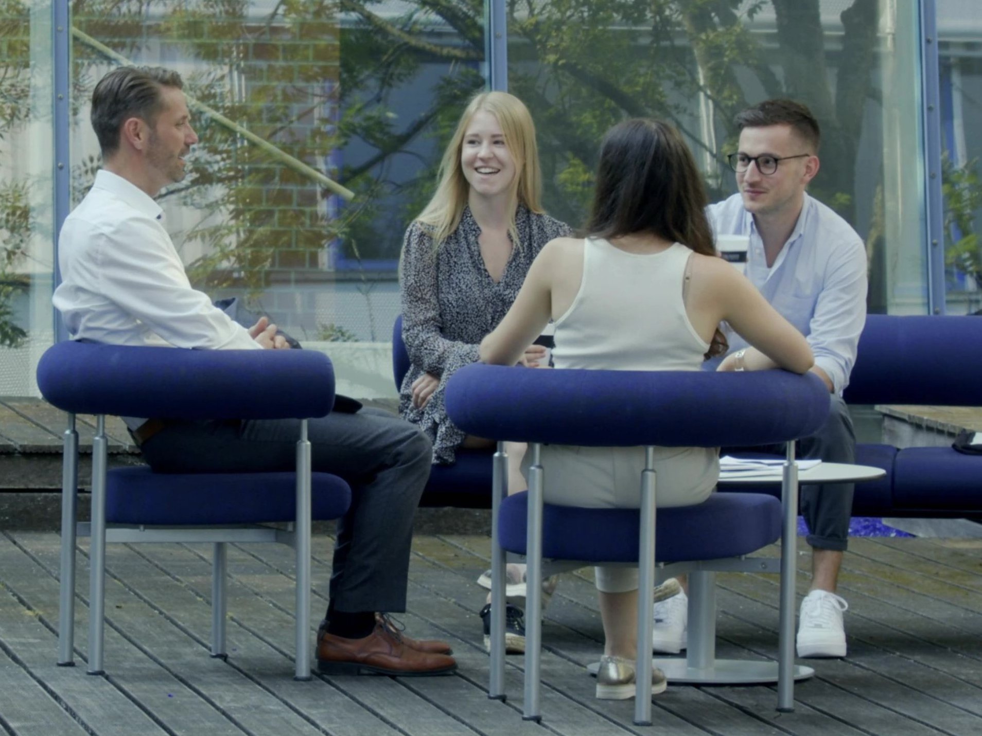 Consulting & Business Analytics Students interacting in the ESB Business School premises.